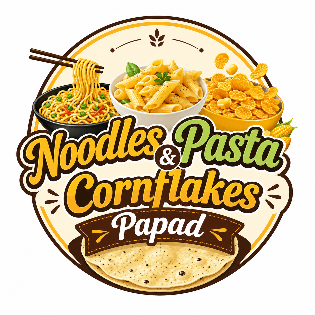 Noodles Pasta & Cornflakes Papad