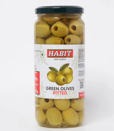 HABIT GREEN OLIVES PITTED 430G*12S